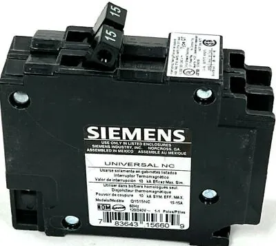 Buy Siemens Q1515NC 15 Amp 2 Pole Type QT Circuit Breaker ITE  Tandem Twin 120/240V • 15.99$