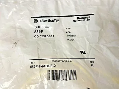 Buy **REDUCED ** Allen Bradley 889P-F4ABDE-2 QD Cordset 4 Pin Pico Straight 2 M • 20$