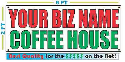 Buy CUSTOM NAME COFFEE HOUSE Banner Sign 2x5 NEW Store Cart Food Truck Stand  • 22.45$
