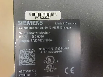 Buy For Parts/Not Working, Siemens 6SL3120-1TE32-0AA4 Single Motor Module, In USA • 4,500$