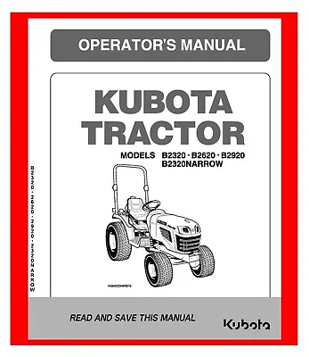 Buy Narrow Tractor Instructions Maintenance Manual Fits Kubota B2320 B8262 B8292 • 7.24$
