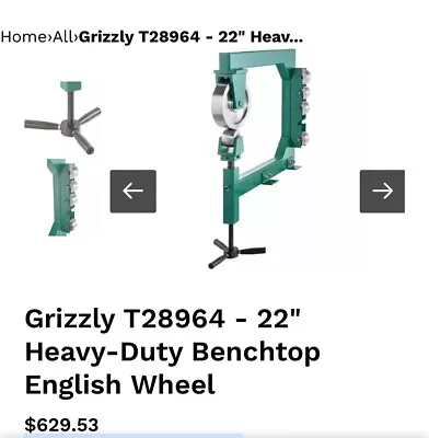 Buy Grizzly T28964 22  Heavy-Duty Benchtop English Wheel • 400$