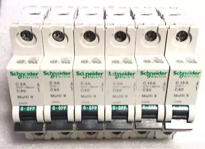 Buy Schneider Electric Circuit Breaker (Lot Of 6) 2A,3A,4A,6A,10A,15A • 28.80$