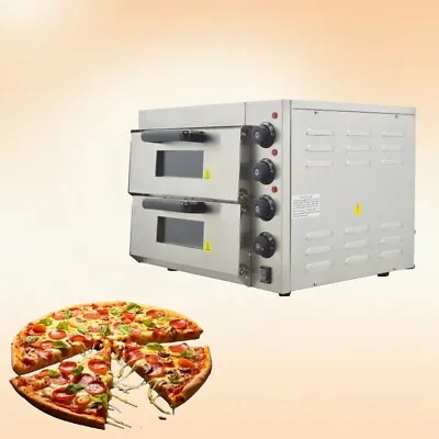 Buy 220V 3KW Commercial Double-deckers Pizza Electric Oven 16 Inches Single Phase • 496.32$