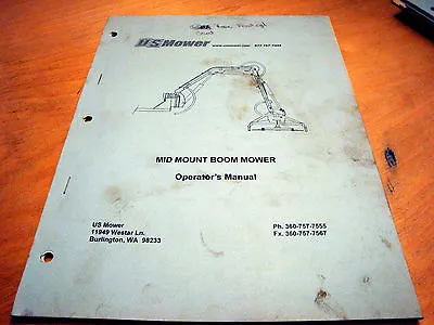 Buy US Mower Mid Mount Boom Mower Operator's Owner's Parts Catalog Book Manual • 16.95$