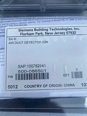 Buy Siemens SA-3I Self Contained Duct Detector Housing Brand New! • 450$
