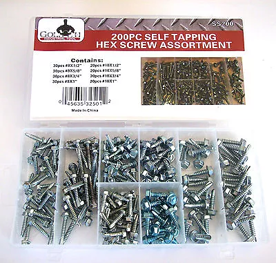 Buy 200pc GOLIATH INDUSTRIAL SELF DRILLING TAPPING METAL SCREW ASSORTMENT MACHINE • 16.99$
