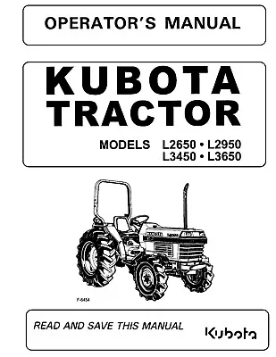 Buy 2650 2950 3450 Tractor Operators Maint Manual Kubota L2650 L2950 L3450 L3650 • 19.90$