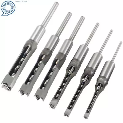 Buy Square Hole Mortise Chisel Drill Bit Tools, HSS Woodworking Hole Saw Set 6pc • 24.65$