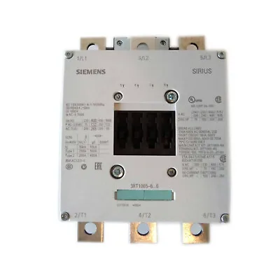 Buy New Siemens 3rt1065-6af36 Iec Contactor 3-pole 330 Amp 3Ø 600v 250 Hp 120v Coil • 2,126.99$
