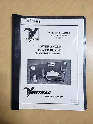 Buy Ventrac HD480 HD600 HD720 Power Angle Dozer Blade Owner Manual & Parts List • 19.95$