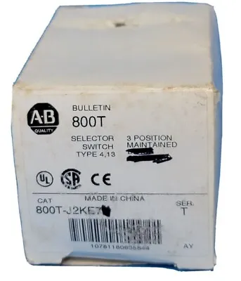 Buy New Allen Bradley 800t-j2ke7 /t Selector Switch 3-position 800tj2ke7 • 60$