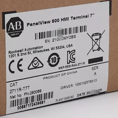 Buy New Factory Sealed AB 2711R-T7T PANELVIEW 800 7-INCH HMI TERMINAL • 496$