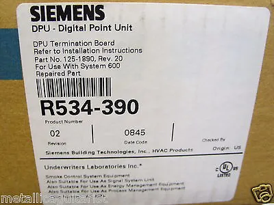 Buy Siemens - Dpu Digital Point Unit Termination Board ~ R534-390  *factory Sealed* • 85$