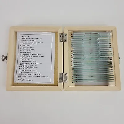 Buy AmScope 25 Prepared Microscope Slides Glass With Wooden Box • 24.95$