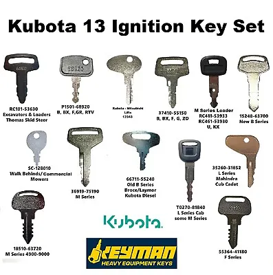 Buy  13 Kubota Equipment Ignition Key Set L M B F BX F GR RTV 95% Of Kubota Models • 14.79$