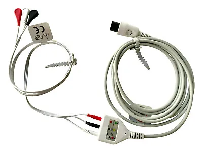Buy 3 Lead EKG Trunk Cable 6 Pin With Disposable ECG DIN Leadwires AHA WARRANTY 12ft • 68.74$
