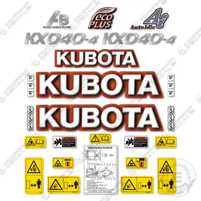 Buy Fits Kubota KX040-4 Decal Kit Mini Excavator - 7 YEAR OUTDOOR 3M VINYL! • 124.95$