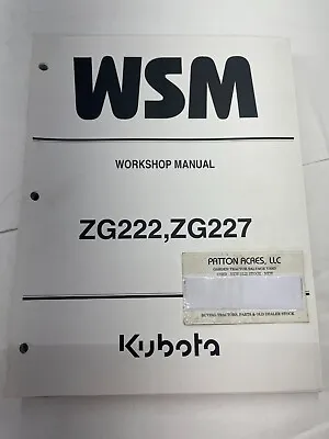 Buy Work Shop Manual For Kubota Zero Turn Mower Model ZG222 ZG227 • 55$