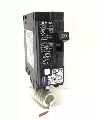 Buy Siemens 20 Amp 1 Pole GFCI Class A Circuit Breaker E82617 New In Open Box • 49.99$