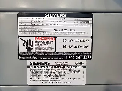 Buy Siemens P5 1200amp 208y/120 Or 480/277 MLO Main Lug Circuit Breaker Panel Board • 19,900$