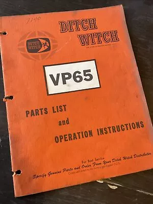 Buy Ditch Witch Tractor VP65 Vibratory Plow Attachment Owner & Parts Manual R65 Book • 47.49$