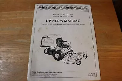 Buy Walker Riding Mower Owner's Manual P/N 5895 Models MS36-42 MC36-54 Print • 20$