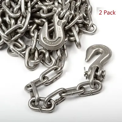 Buy 2pack 1/4  X 20ft Tow Chain Tie Down Binder Chain Flatbed Truck Trailer Safety • 90.75$