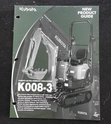 Buy Original Kubota K008-3 Compact Excavator  New Product Guide  Catalog Brochure • 19.95$