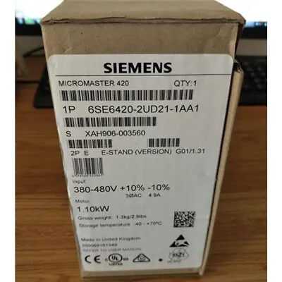 Buy New Siemens 6SE6 420-2UD21-1AA1 6SE6420-2UD21-1AA1 MICROMASTER420 Without Filter • 358.45$