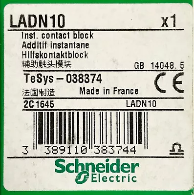 Buy SCHNEIDER ELECTRIC LADN10 NO Auxiliary Contact Block TeSys 038374 • 8$