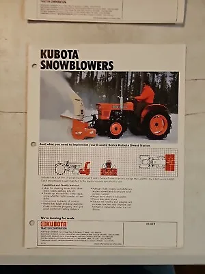 Buy Vintage 1979 Kubota Snowblowers Sales Brochure Spec Sheet  • 8.96$