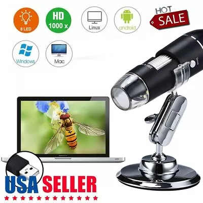 Buy 1000X USB Digital Microscope Biological Endoscope Magnifier Camera With Stand • 15.59$