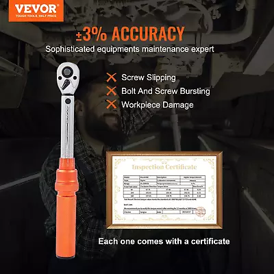 Buy VEVOR Torque Wrench, 1/4-inch Drive Click Torque Wrench 20-200in.lb/3-23n.m, Dua • 47.03$