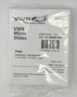 Buy VWR Micro Slides Plain 72 Pack 1  X 3  X 1.2m Thick Swiss Glass 48300-037 • 17.99$