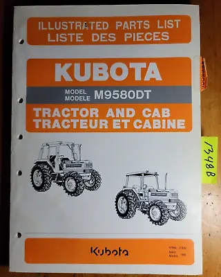 Buy Kubota M9580DT Tractor & Cab Illustrated Parts List Manual 97898-21420 3/92 • 40$