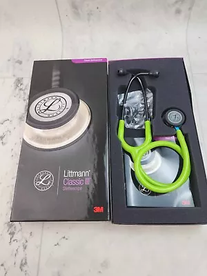 Buy Littmann Classic III Monitoring Stethoscope: Smoke & Lime Green - Blue Stem 5875 • 79.99$