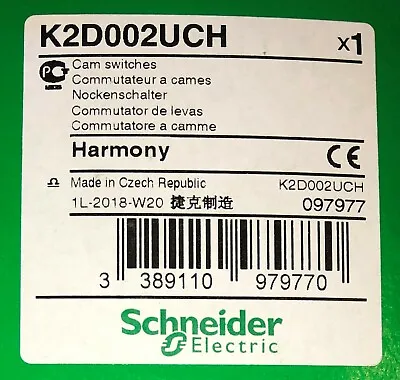 Buy SCHNEIDER ELECTRIC K2D002UCH 2 Position Cam Maintained Selector Switch • 75$