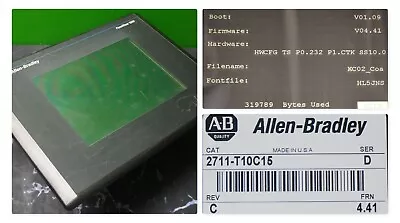 Buy Allen-Bradley PanelView 1000 Cat. 2711-T10C15 Series D FRN:4.41 Tested Good • 299.99$