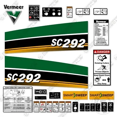 Buy Fits Vermeer SC292 Stump Grinder Decal Kit (Curved) - 7 YEAR OUTDOOR 3M VINYL! • 149.95$