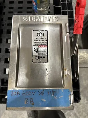 Buy NEW Siemens Hnf361s 30 Amp 600 3 Phase Non Fusible Disconnect Stainless Steel No • 379$