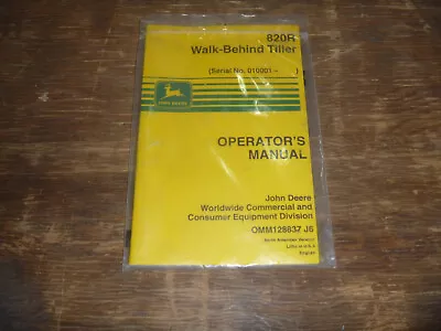 Buy JD John Deere 820R Walk Behind Tiller Operator Maintenance Manual OMM128837 J6 • 43.66$