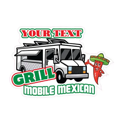 Buy Food Truck Decals Your Text Grill Mobile Mexican Concession Sign Black • 72.99$