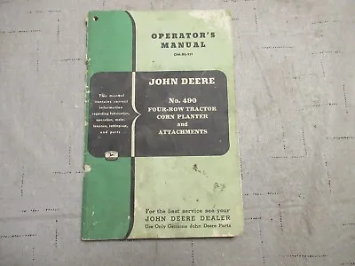 Buy John Deere 490 Four-Row Corn Planter And Attachments Operators Manual OM-B2-951 • 11$
