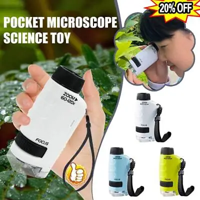 Buy 60~120x Pocket Microscope For Kids & Adults Portable Microscope With LEDLight U • 11.04$