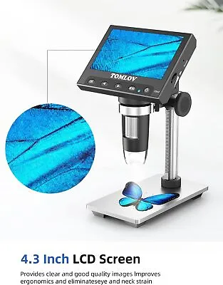 Buy TOMLOV 4.3  Coin Microscope Digital Microscope 1000X 1080P USB Coin Magnifier • 49.99$