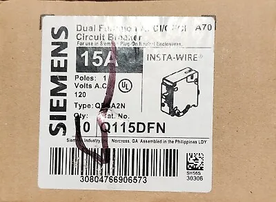 Buy Siemens Q115DFN 15A 120V Plug-In Circuit Breaker • 36$
