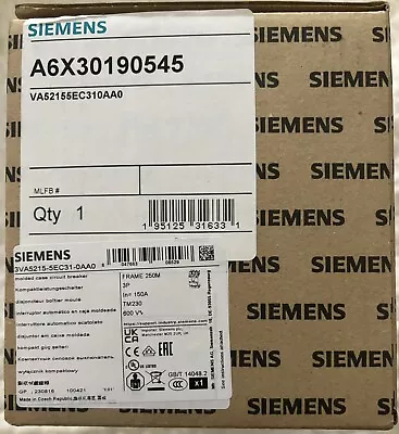 Buy **brand New** Siemens 3va5 3va5215-53c31-0aa0 150 Amp 3p 600v Circuit Breaker. • 1,500$
