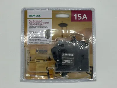 Buy Siemens Q115DFNP Plug-On Neutral Dual Function AFCI/GFCI Circuit Breaker 15A , I • 39.97$