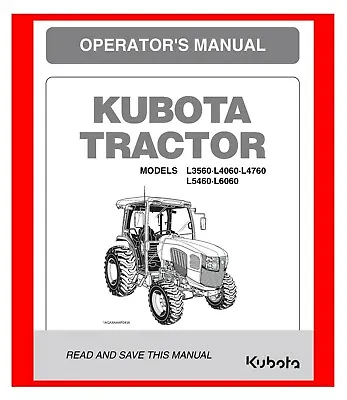 Buy L3560 L4060 L4760 L5460 L6060 Tractor Instructions Manual Supplement Kubota  CAB • 8.24$